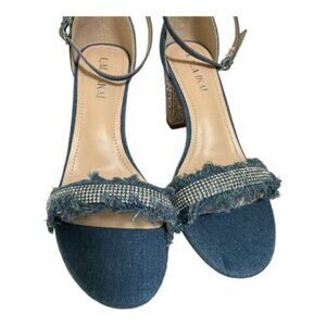 Layla Ikai Women’s High Heels 37.5 Denim Jewel Silver‎ Embellishment